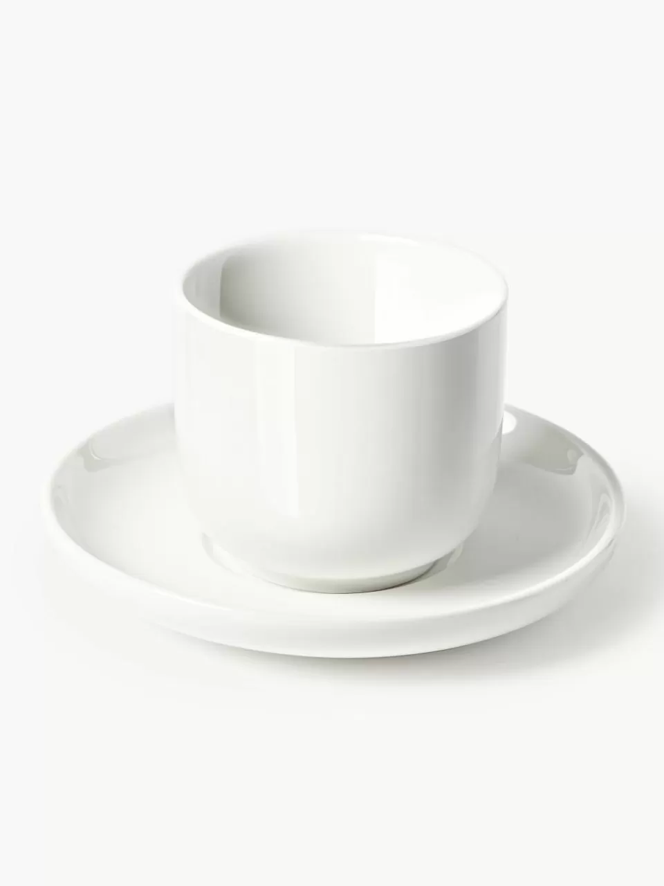 Westwing Collection Porseleinen espressokopjes Nessa met schotels, 4 stuks | Servies | Espressokopjes