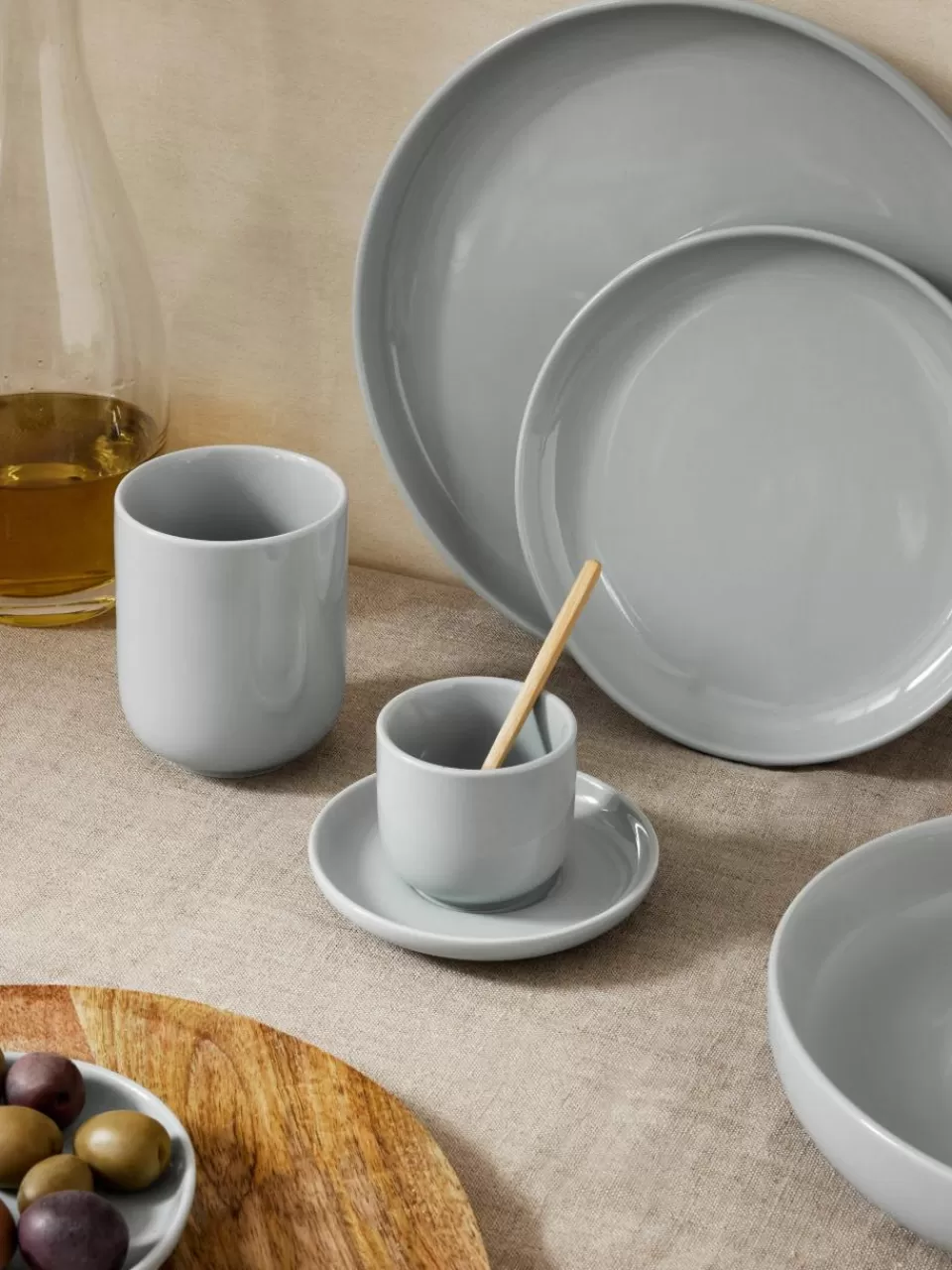 Westwing Collection Porseleinen espressokopjes Nessa met schotels, 4 stuks | Servies | Espressokopjes