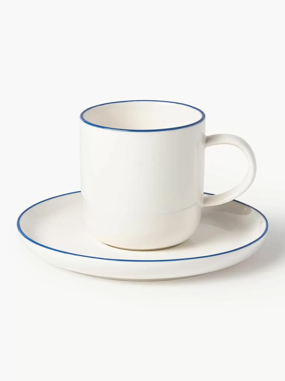 Westwing Collection Porseleinen koffiekopjes Facile met schotels, 2 stuks | Servies | Koffiekopjes