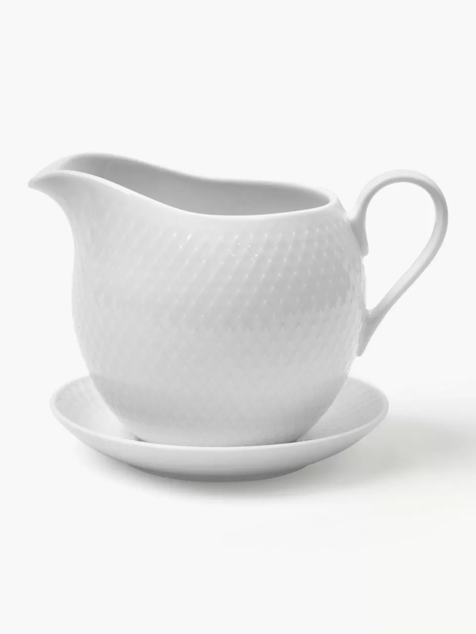 Lyngby Porcelaen Porseleinen sauspot Rhombe met schotel | Servies