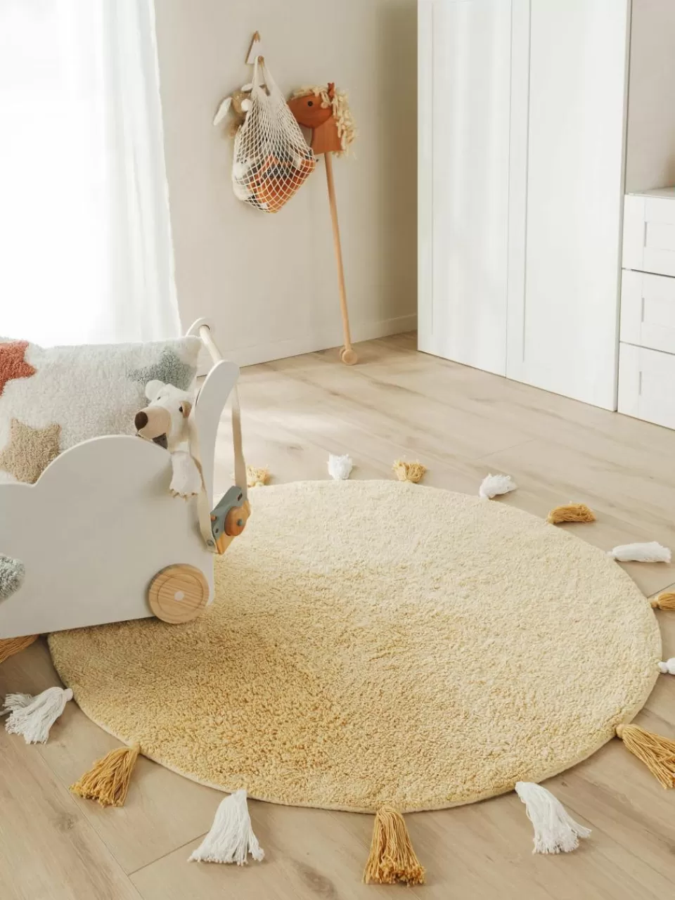 Benuta Rond kindervloerkleed Malu met kwastjes, handgetuft | Kindervloerkleden | Kindervloerkleden