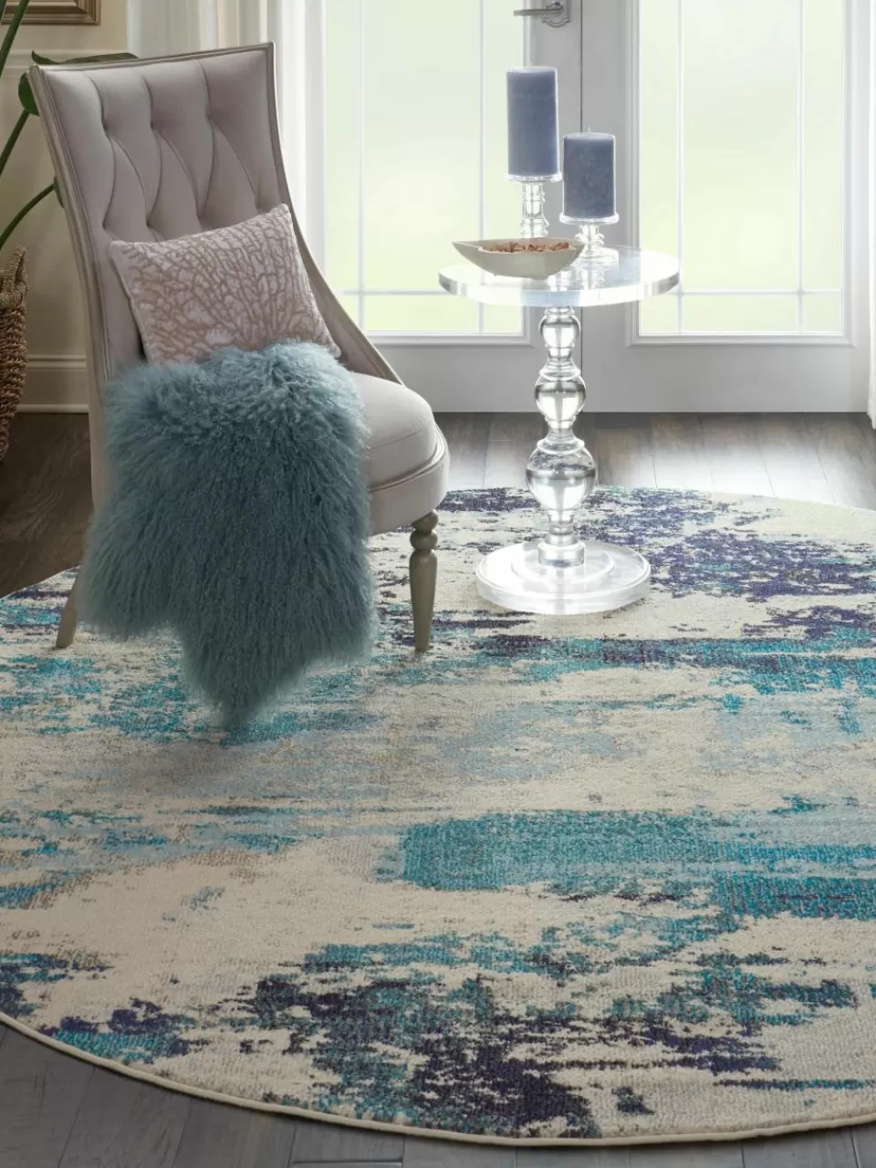 Westwing Ronde design laagpolig vloerkleed Celestial | Vloerkleden | Ronde Vloerkleden