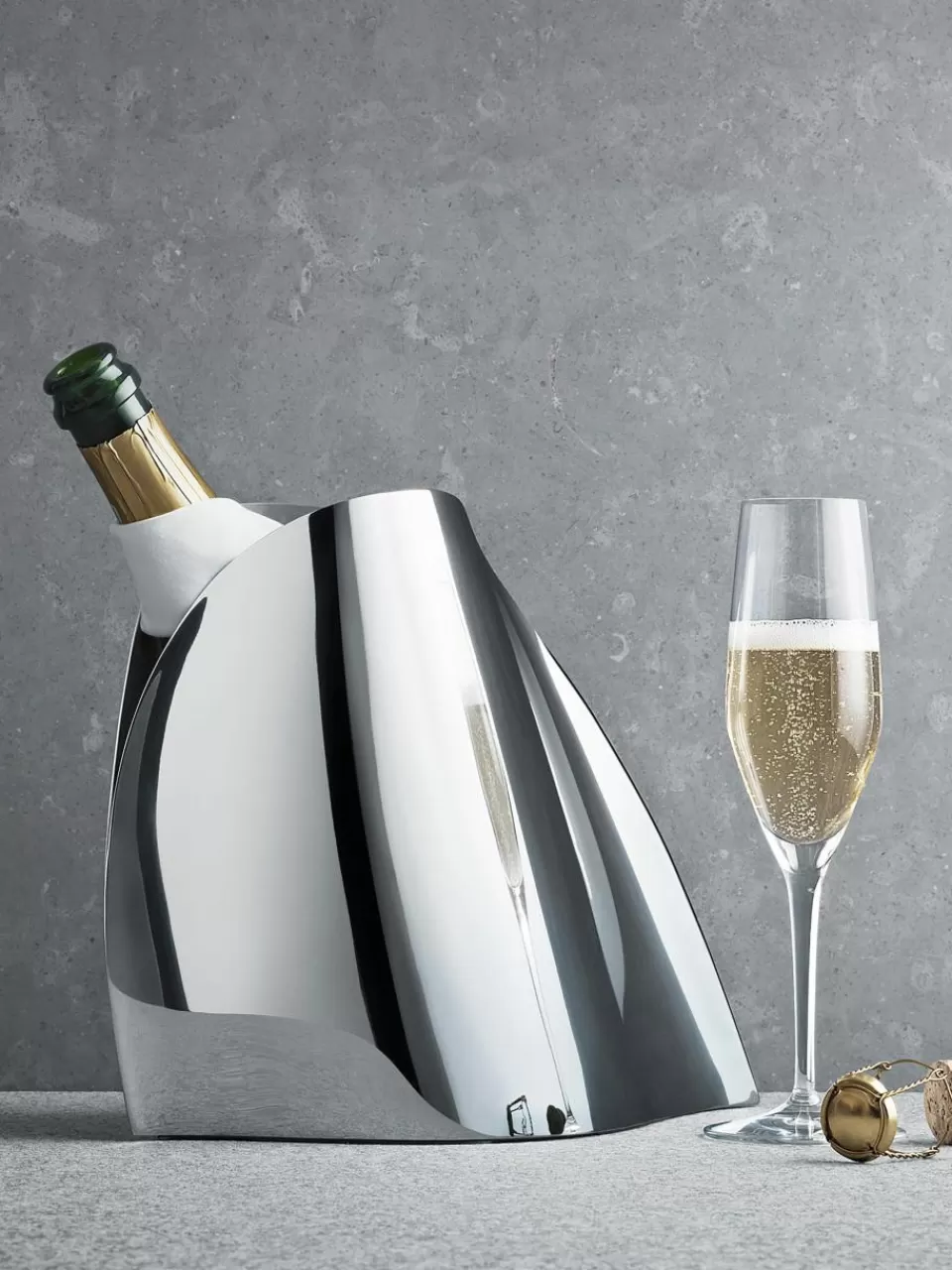 GEORG JENSEN RVS champagnekoeler Indulgence in organische vorm | Keukengerei