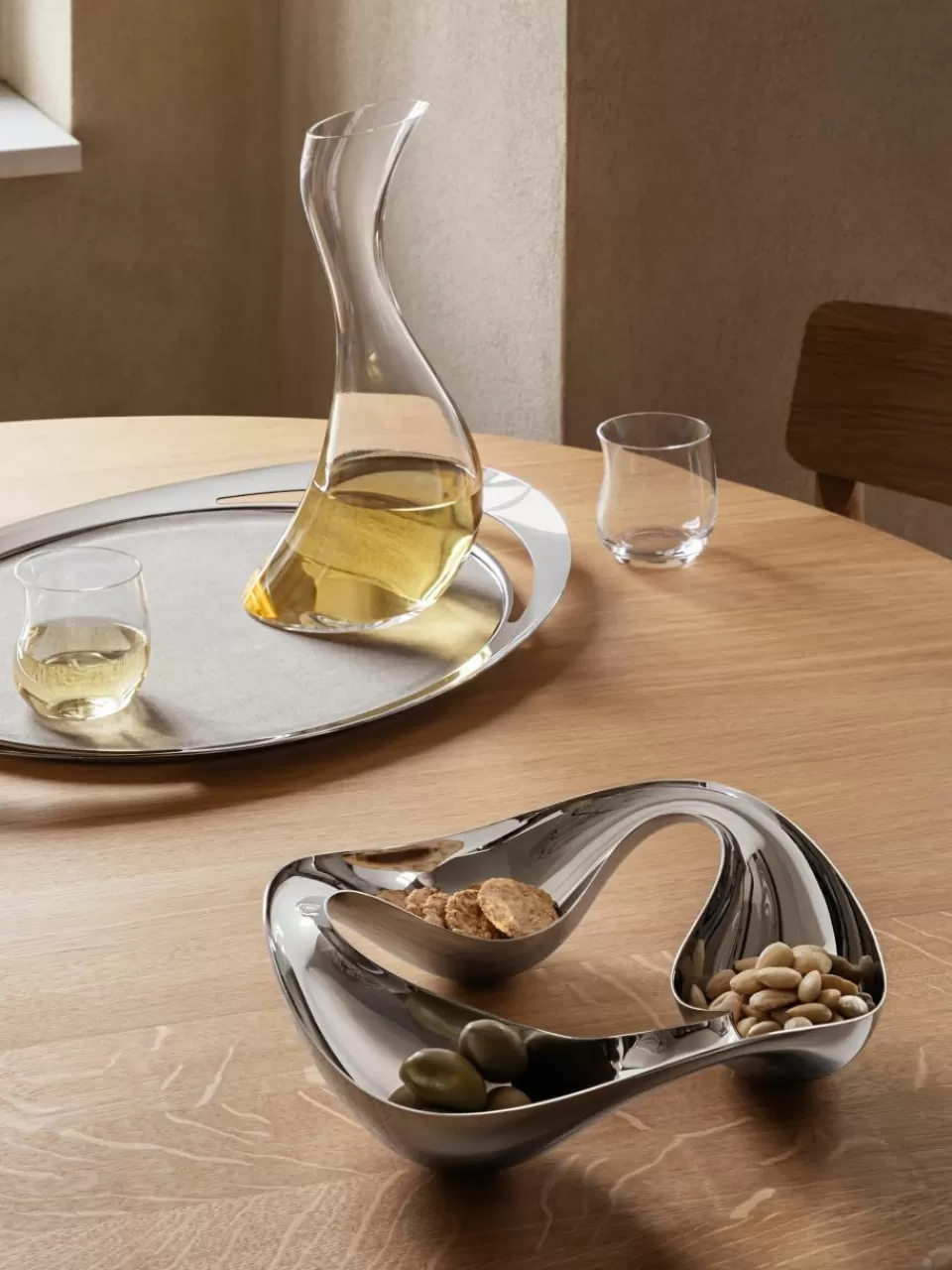 GEORG JENSEN RVS snackschaaltje Cobra in organische vorm | Snack- & Dipschalen