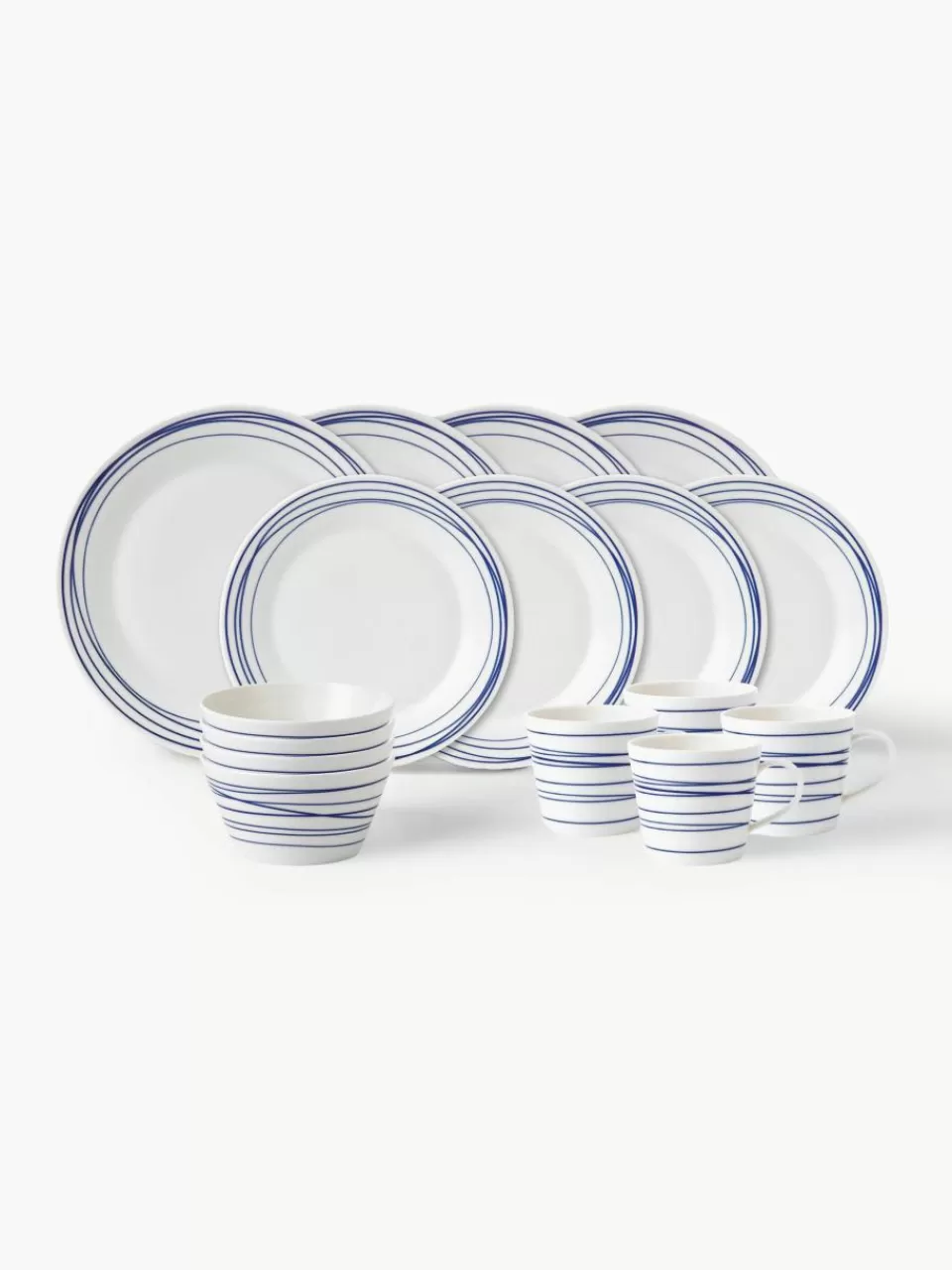 ROYAL DOULTON Serviesset Pacific blauw van porselein, 4 personen (16-delig) | Serviessets | Servies