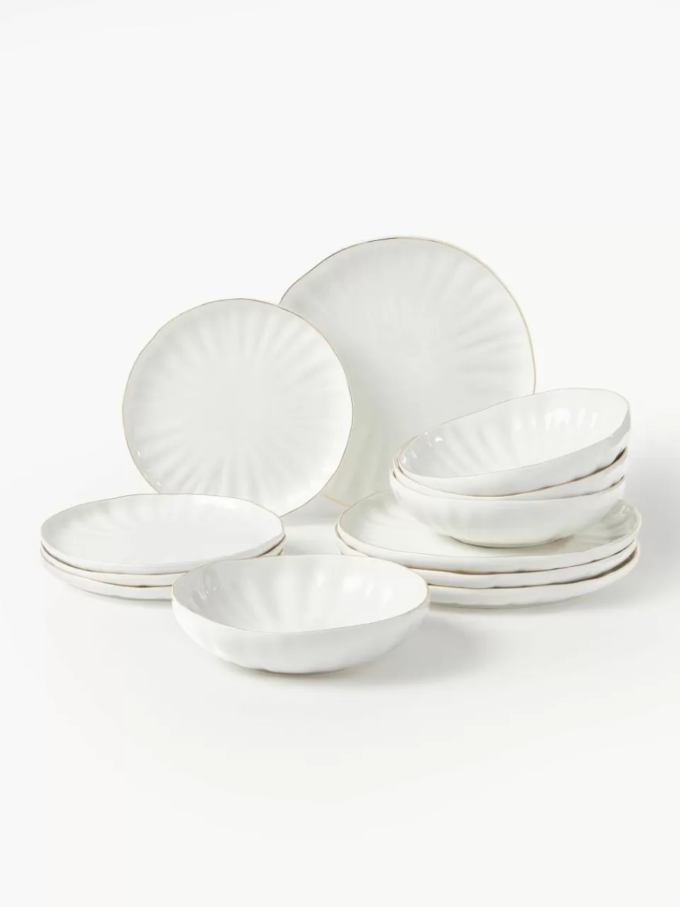 Westwing Collection Serviesset Sali met reliëf, 4 personen (12-delig) | Servies | Serviessets