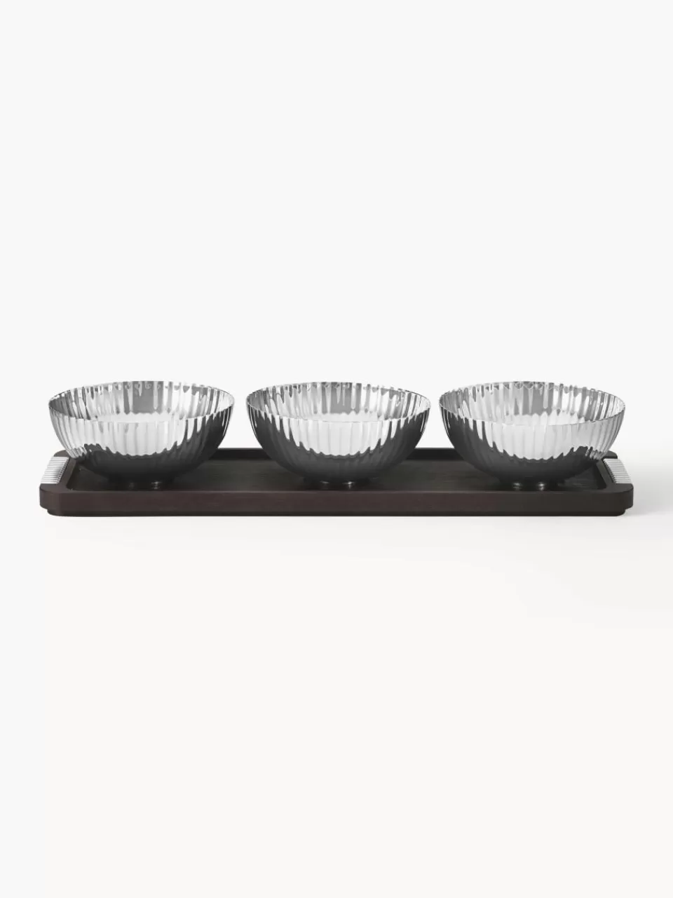 GEORG JENSEN Snackschalenset Bernadotte met serveerplateau, set van 4 | Snack- & Dipschalen