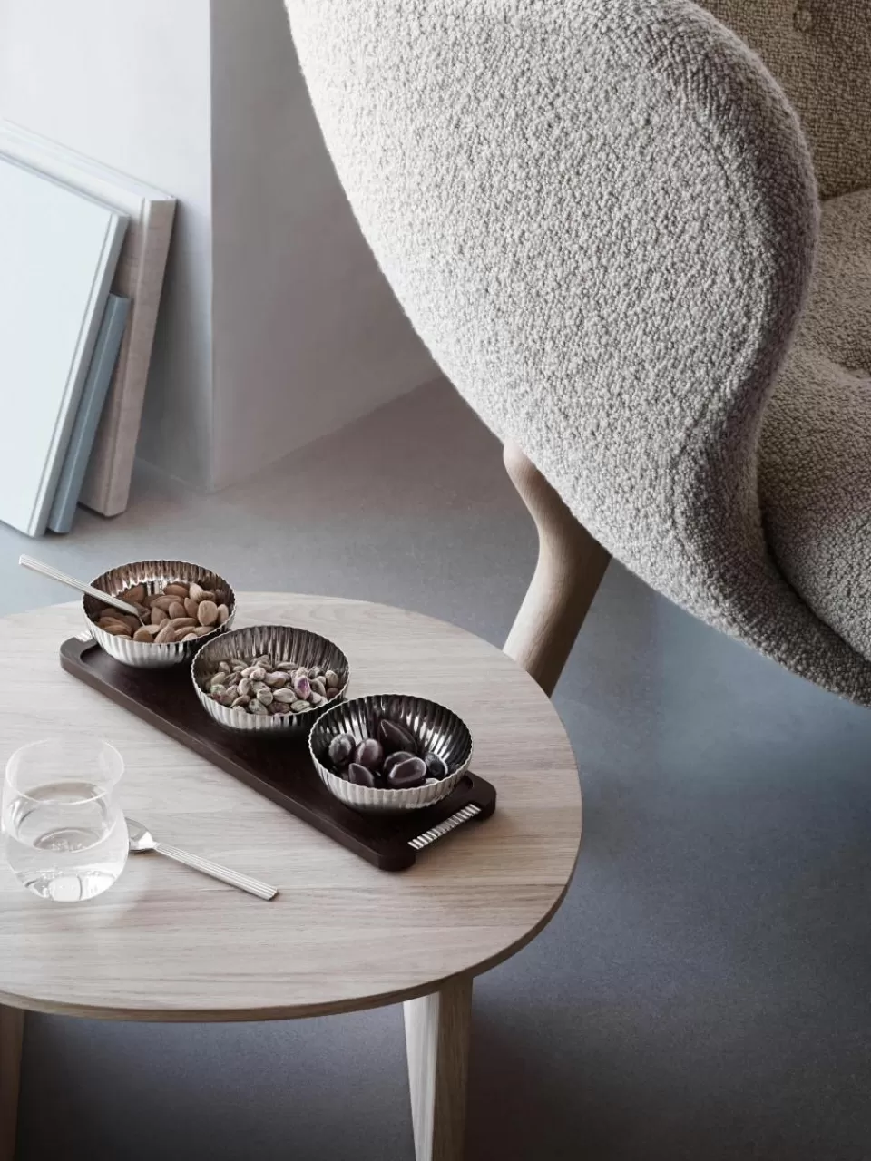 GEORG JENSEN Snackschalenset Bernadotte met serveerplateau, set van 4 | Snack- & Dipschalen