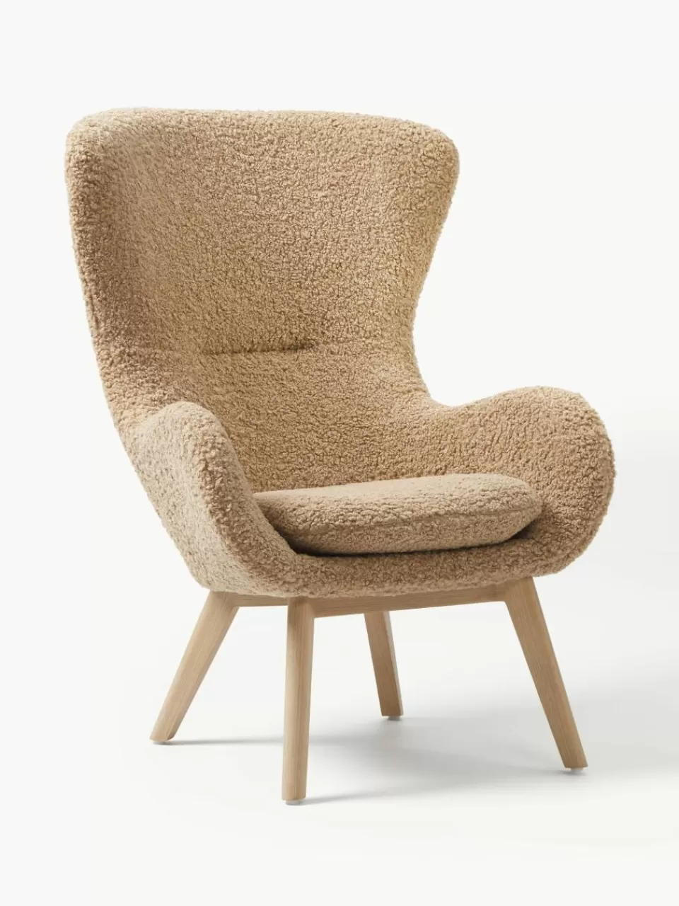 Westwing Collection Teddy fauteuil Wing met houten poten | Fauteuils | Oorfauteuils