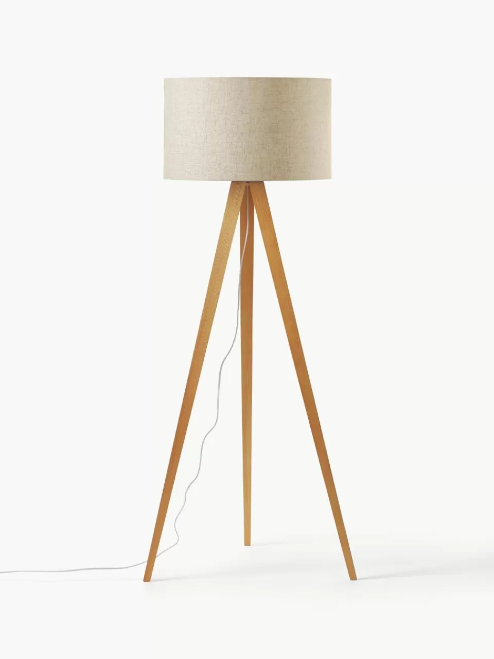 Westwing Collection Tripod vloerlamp Jake van massief hout | Staande Lampen | Tripod Lampen