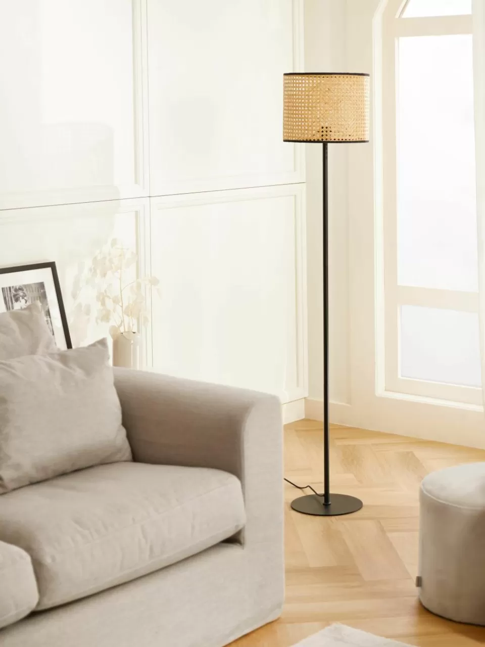 Westwing Vloerlamp Wiley met rotan kap | Staande Lampen