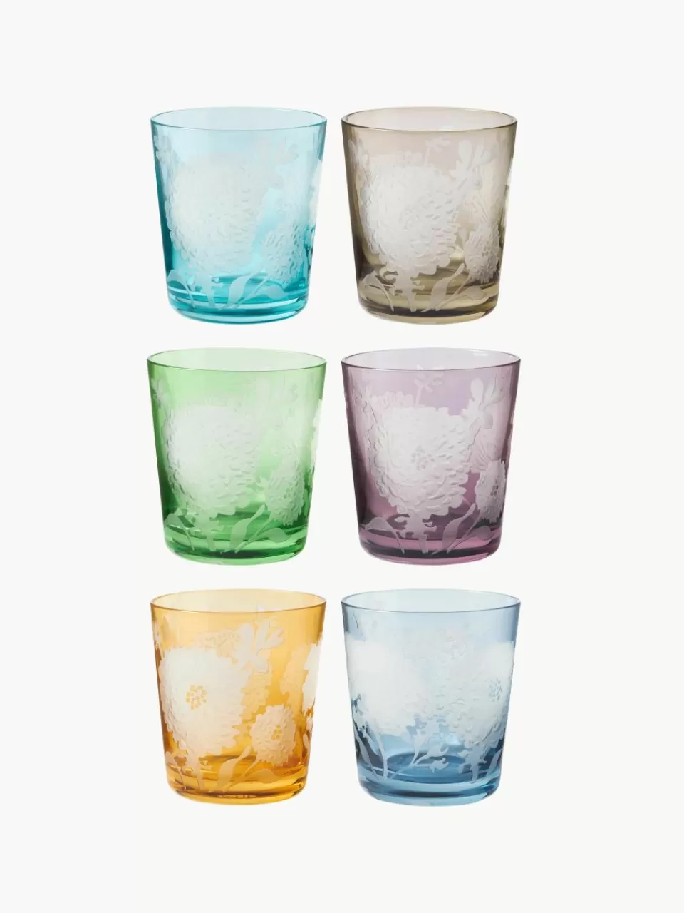 Pols Potten Waterglazen Peony, set van 6 | Servies | Waterglazen