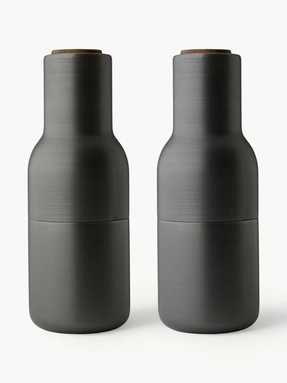 Audo Copenhagen Zout- en pepermolen Bottle Grinder met walnootdeksel, set van 2 | Keukengerei | Kruidenmolens